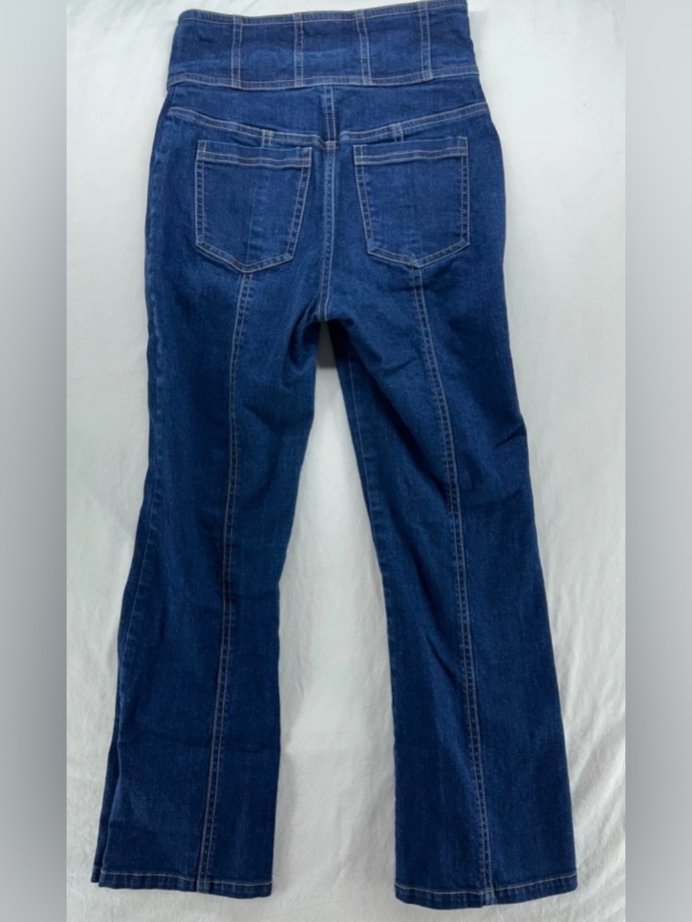 Ulla Johnson High Rise Denim Jeans Button Patch Front Pockets Seam Blue Womens 0 - Picture 3 of 11